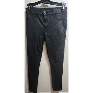 DL1961 Womens 30 Coated Moto Skinny Jeans Black Leather Look Stretch Pants